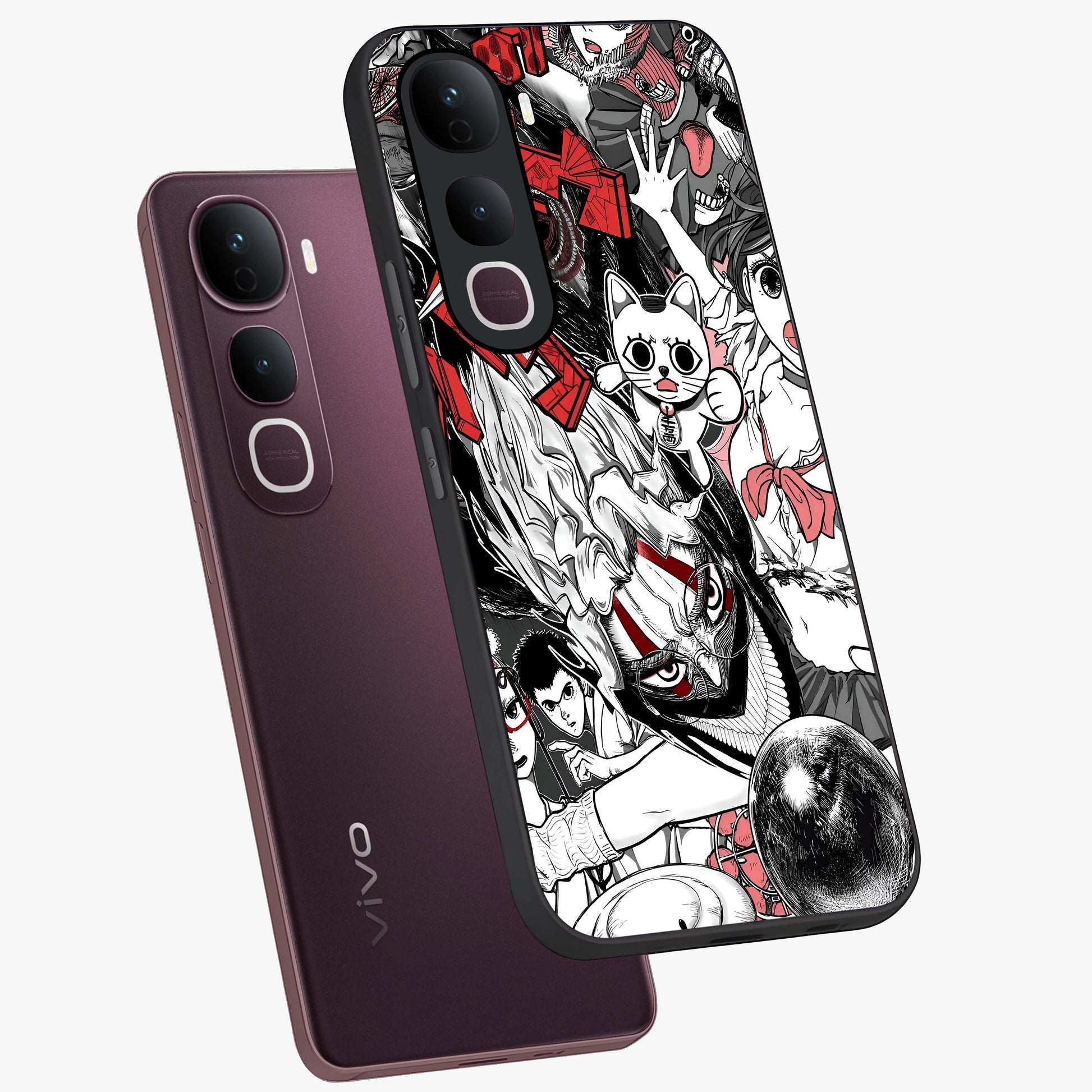 Crimson Chaos Panel Glass Case displayed in angled mockup highlighting chaotic panel style design with modern graphic theme.