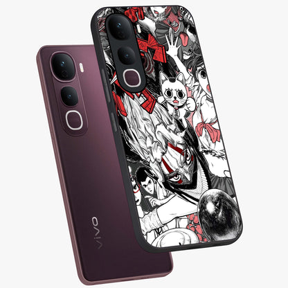 Crimson Chaos Panel Glass Case displayed in angled mockup highlighting chaotic panel style design with modern graphic theme.