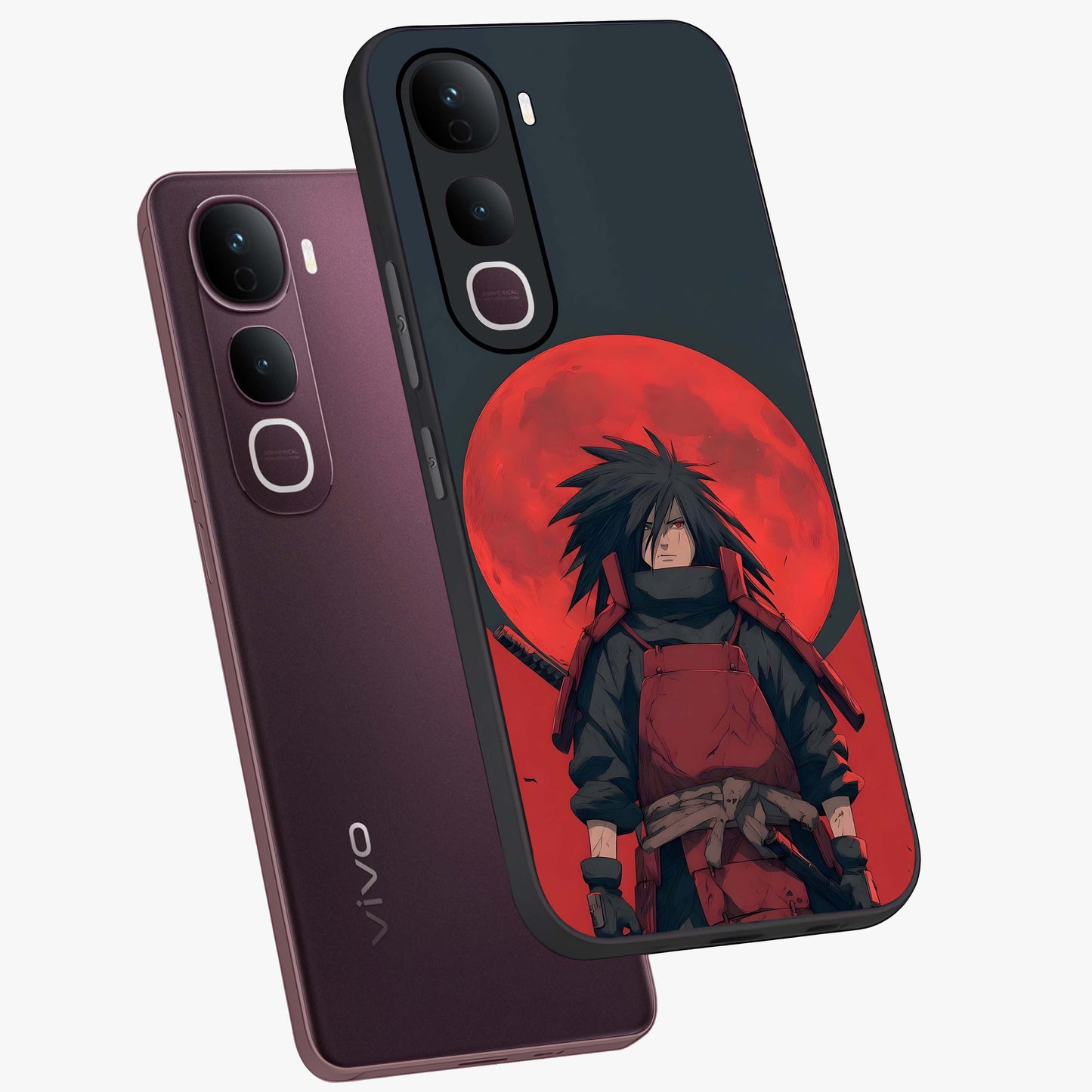 Crimson Moon Warlord Glass Case displayed in angled mockup highlighting dramatic crimson moon design with fantasy aesthetic.