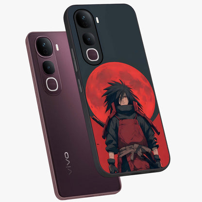 Crimson Moon Warlord Glass Case displayed in angled mockup highlighting dramatic crimson moon design with fantasy aesthetic.