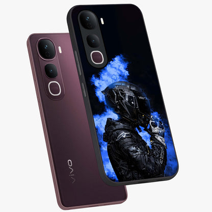 Cyber Sentinel Protocol Glass Case displayed in angled mockup highlighting digital cyber design with sci-fi aesthetic style.