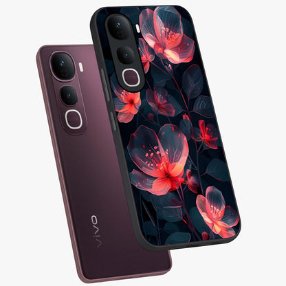 Dark Shade of Flower Glass Case displayed in angled mockup highlighting moody floral illustration with aesthetic dark tones.