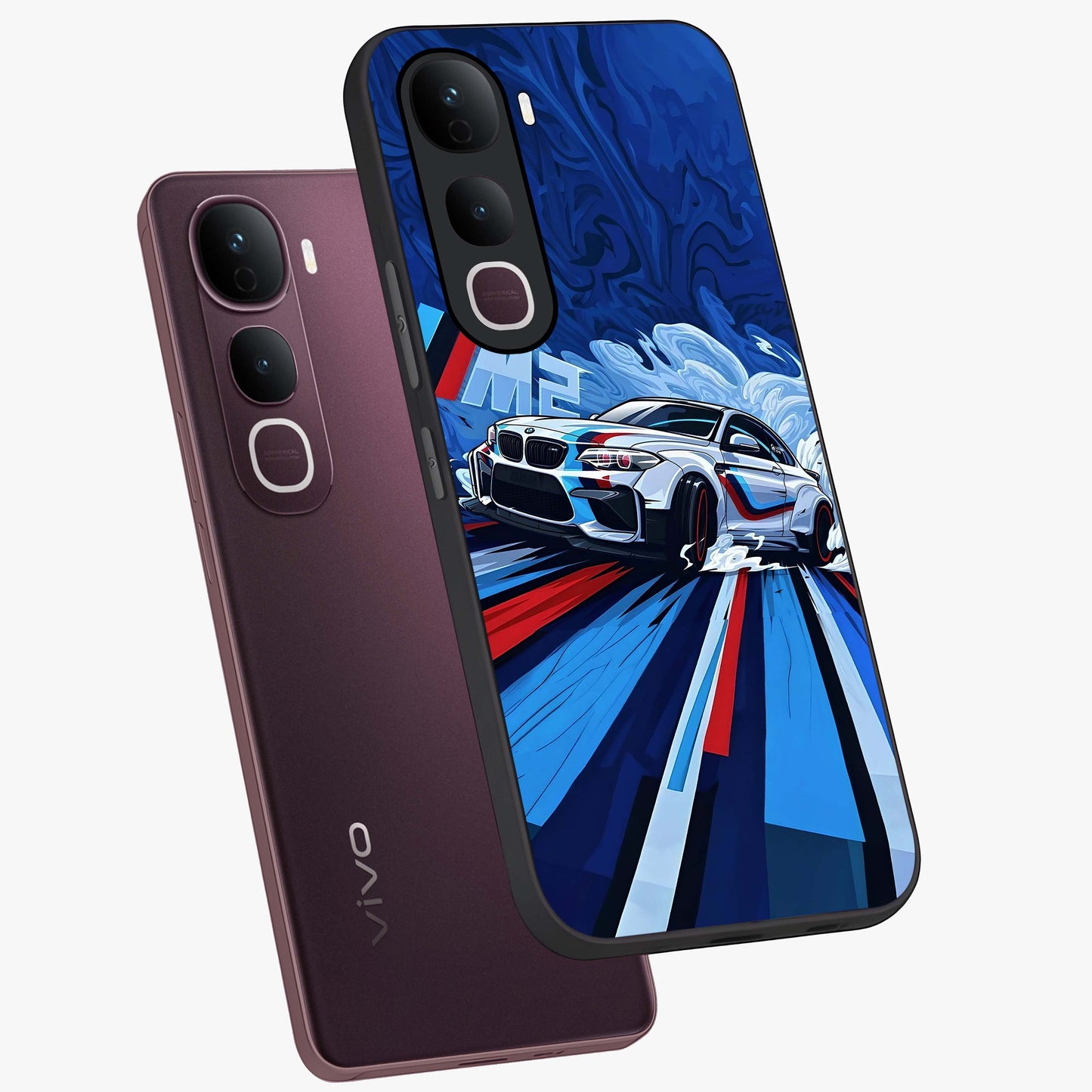 Drift Power Rush Glass Case displayed in angled mockup highlighting powerful drift car design with sporty aesthetic style.