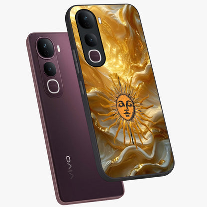 Eternal Golden Glow Glass Case displayed in angled mockup highlighting glowing golden aesthetic design with elegant style.