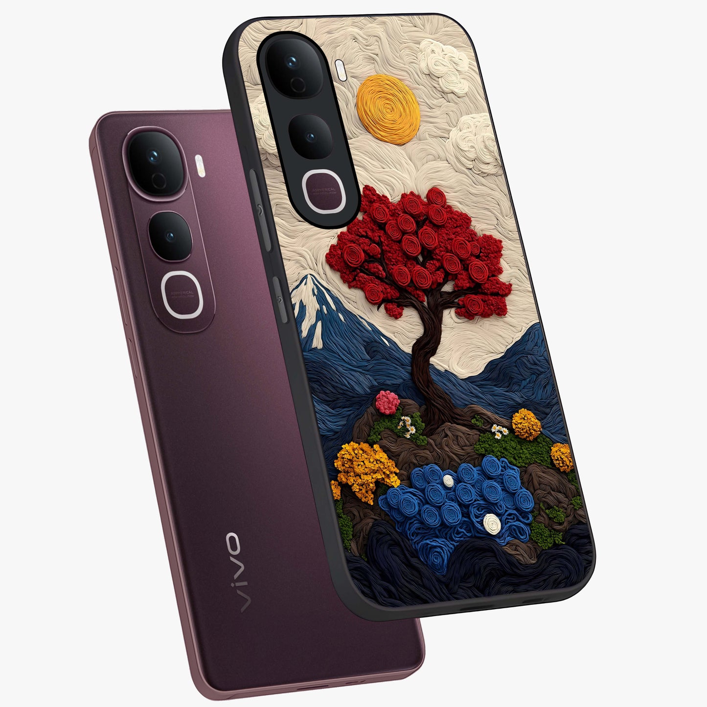 Eternal Nature Tapestry Glass Case displayed in angled mockup highlighting detailed botanical pattern with artistic aesthetic.