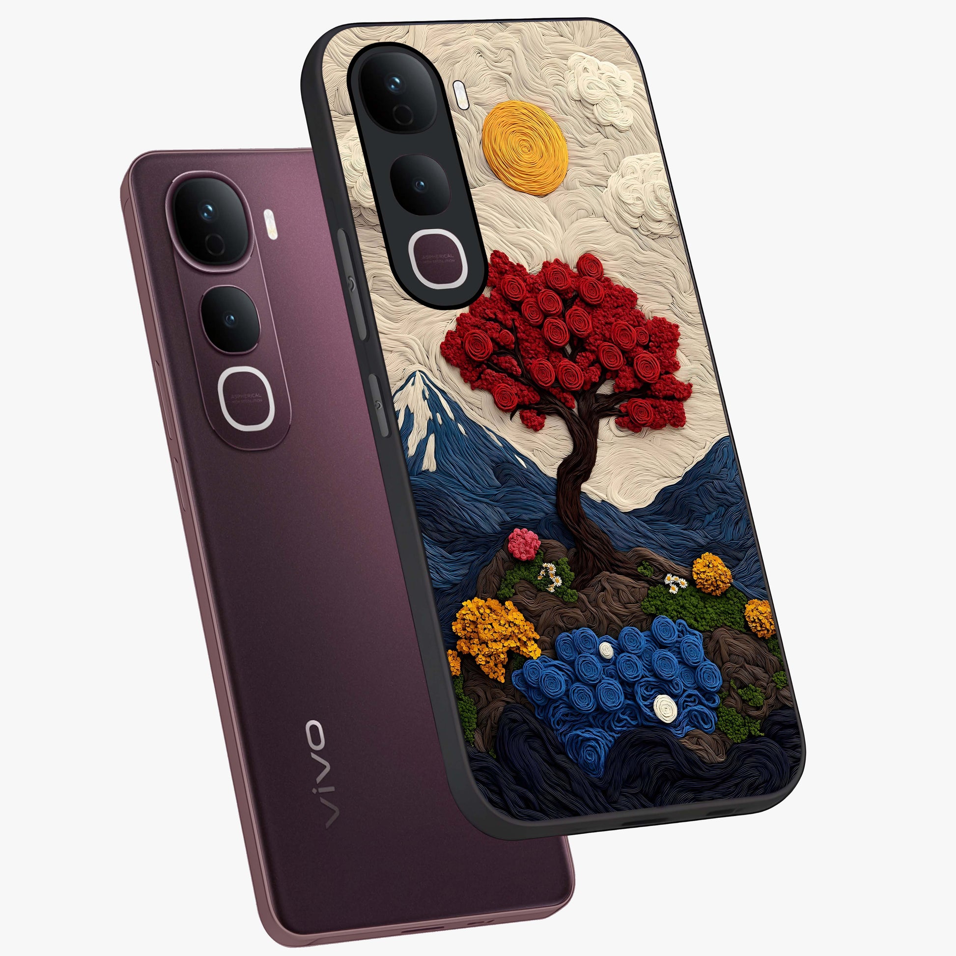 Eternal Nature Tapestry Glass Case displayed in angled mockup highlighting detailed botanical pattern with artistic aesthetic.