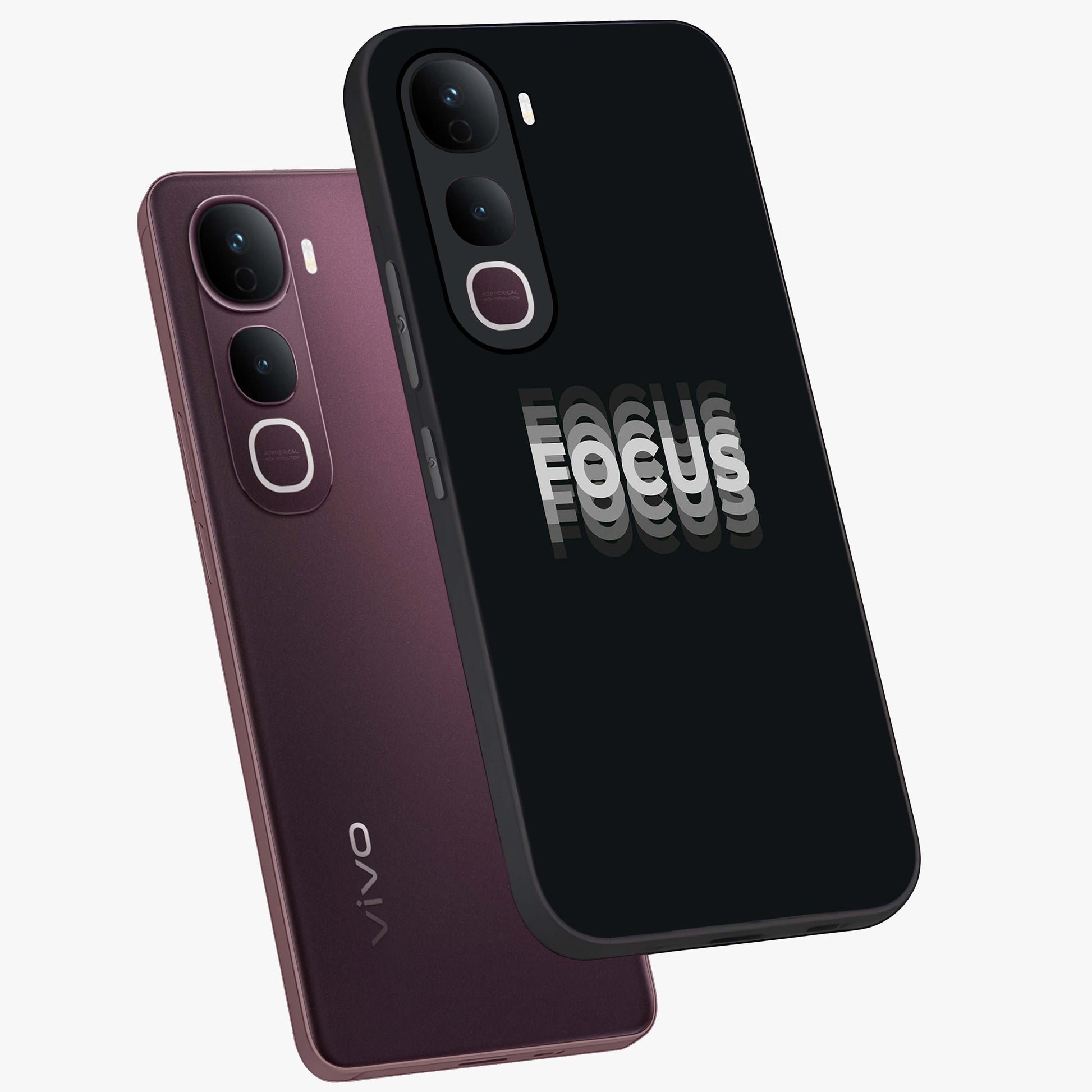 Focus Mode On Glass Case displayed in angled mockup highlighting clean minimal text artwork with modern aesthetic style.