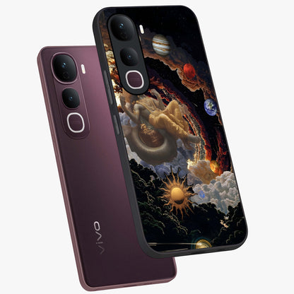 Galactic Divine God Glass Case displayed in angled mockup highlighting powerful celestial deity illustration with galactic aesthetic.