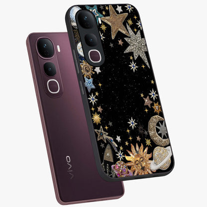 Galactic Jewel Stars Glass Case displayed in angled mockup highlighting shining celestial star design with cosmic aesthetic style.