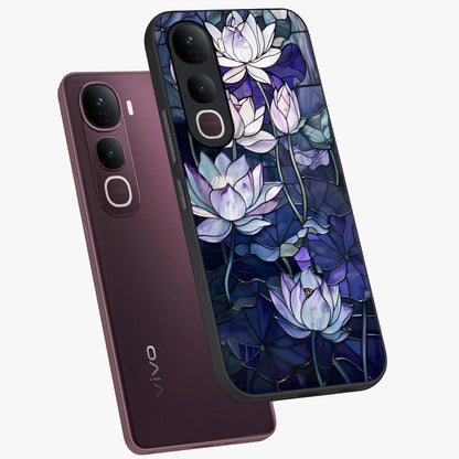 Gloss Petal Rush Glass Case displayed in angled mockup highlighting vibrant petal design with elegant floral aesthetic.