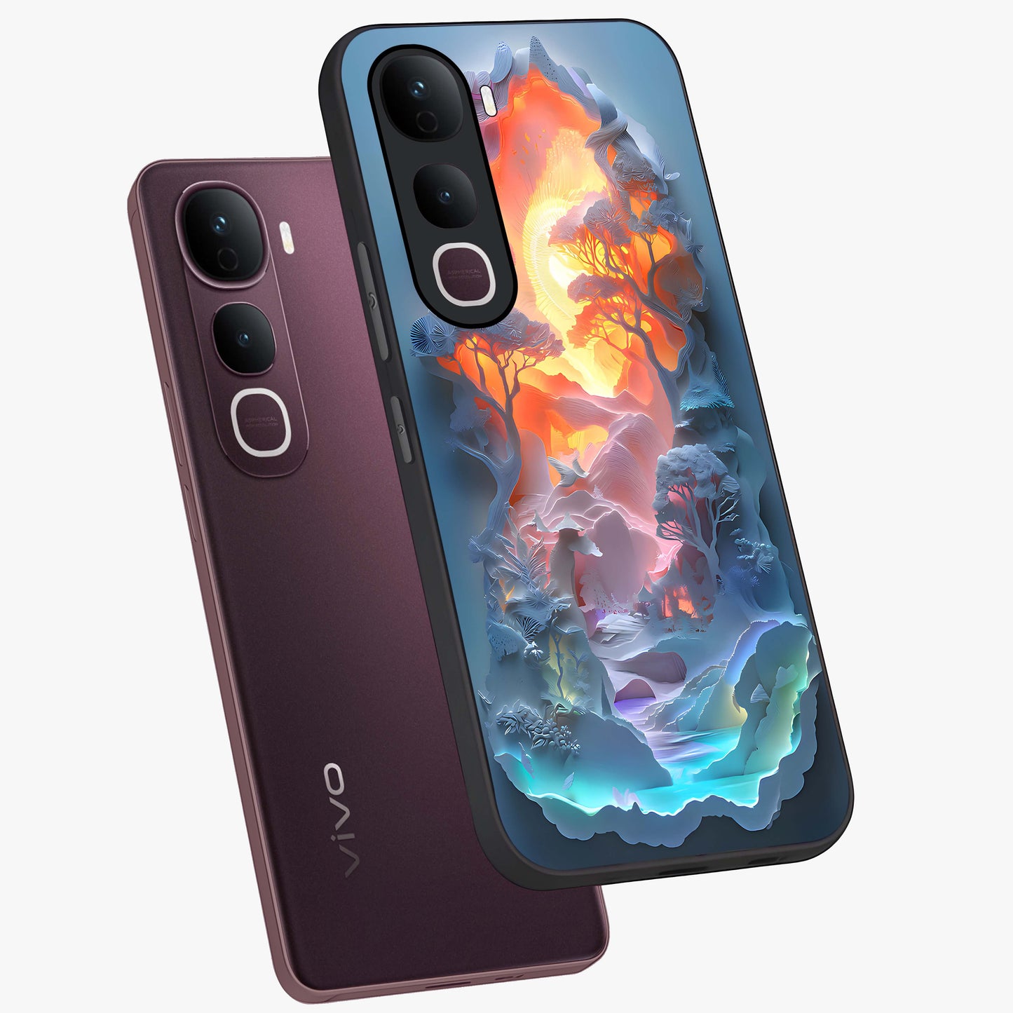 Glow Forest Portal Glass Case displayed in angled mockup highlighting mystical forest design with magical glowing aesthetic.