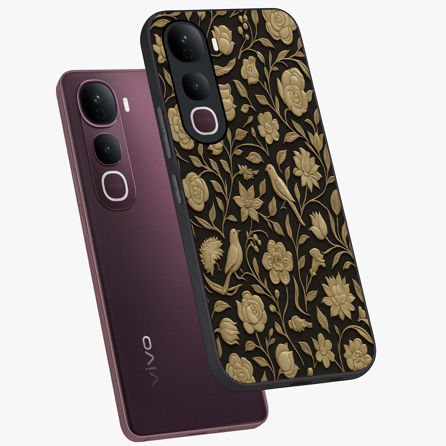Golden Evil Eye Mandala Glass Case displayed in angled mockup highlighting protective evil eye symbol with golden mandala design.