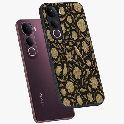Golden Evil Eye Mandala Glass Case displayed in angled mockup highlighting protective evil eye symbol with golden mandala design.