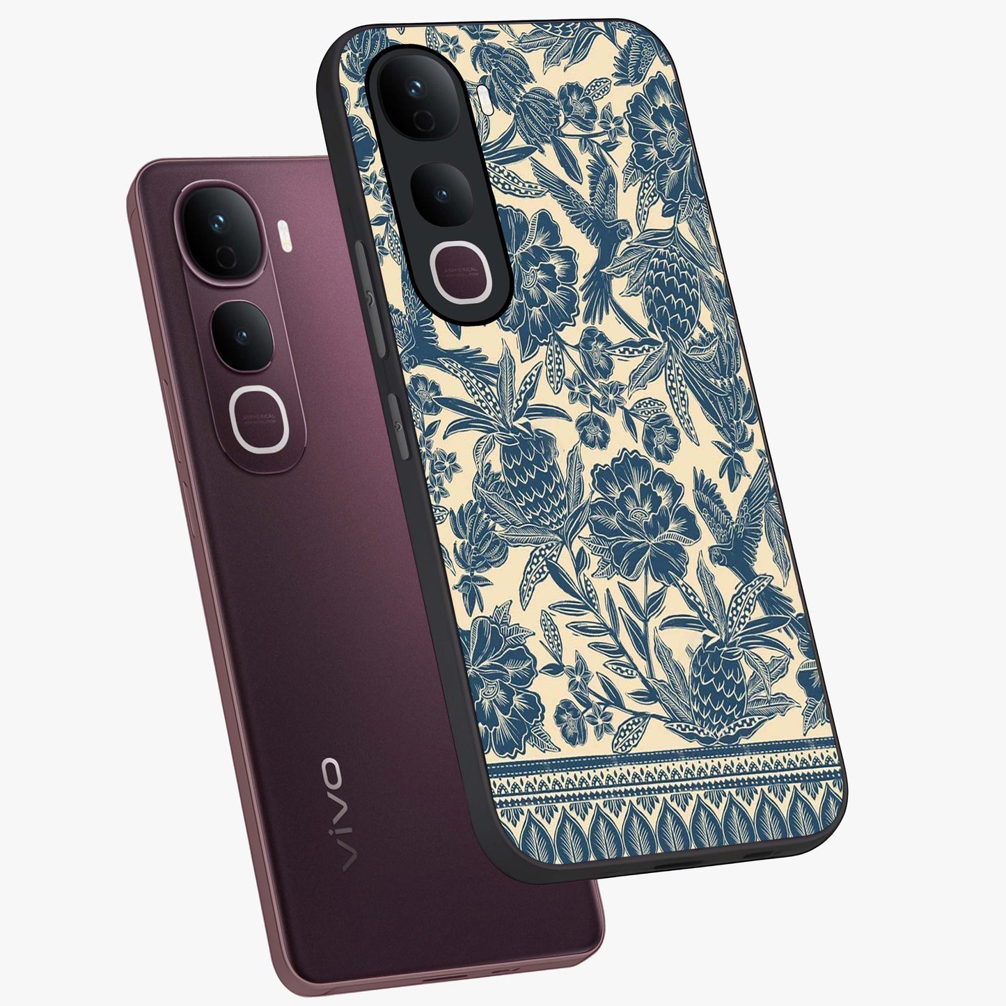 Heirloom Wild Bloom Glass Case displayed in angled mockup highlighting botanical bloom design with classic aesthetic style.