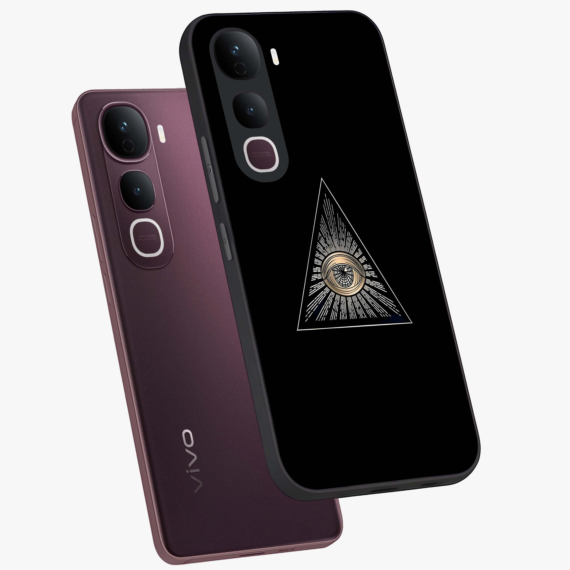 Illuminati Evil Glass Case displayed in angled mockup highlighting dark occult inspired design with bold aesthetic style.