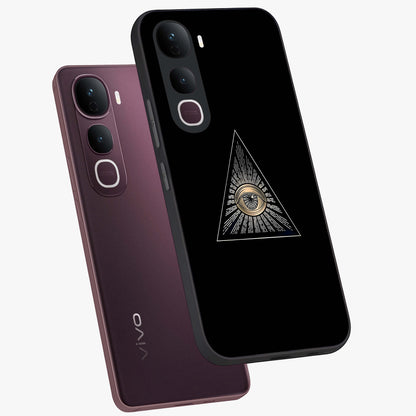 Illuminati Evil Glass Case displayed in angled mockup highlighting dark occult inspired design with bold aesthetic style.