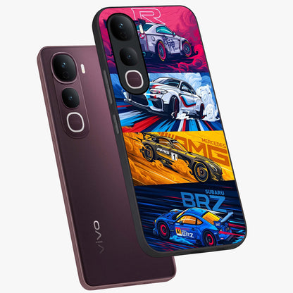 JDM Sports Car Glass Case displayed in angled mockup highlighting sleek Japanese racing car design with automotive aesthetic.