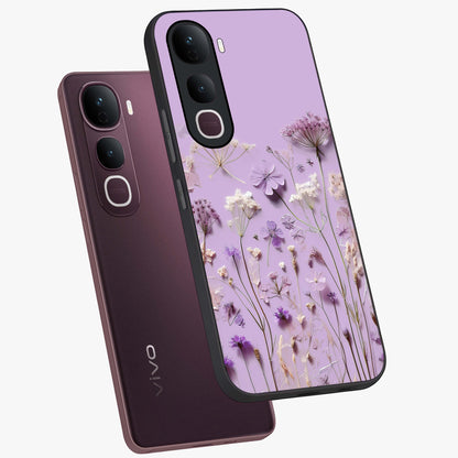Lavender Blossom Dream Glass Case displayed in angled mockup highlighting dreamy lavender flower design with calming aesthetic style.