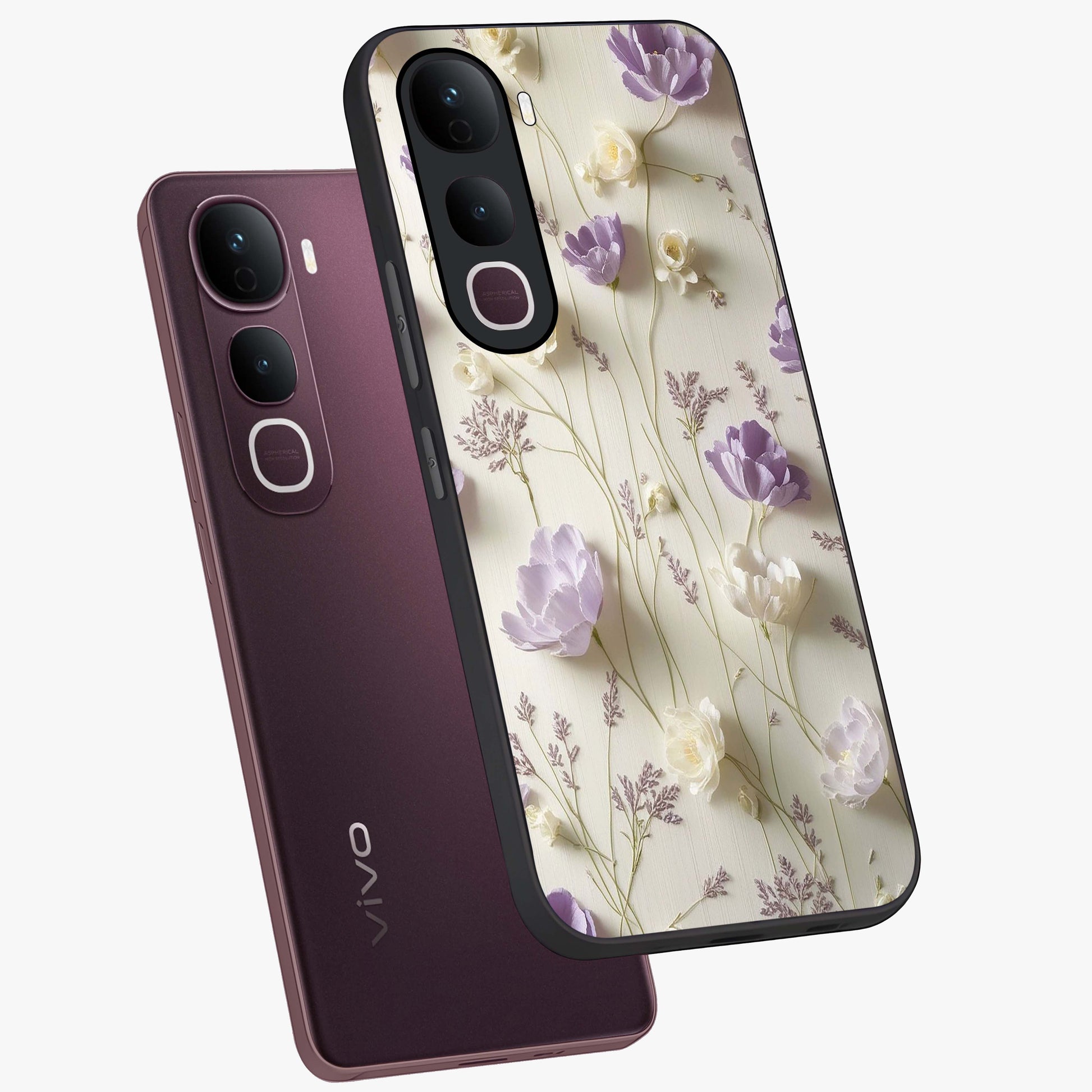 Lilac Breeze Harmony Glass Case displayed in angled mockup highlighting calm lilac breeze design with soothing aesthetic style.