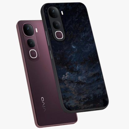 Lunar Veil Silence Glass Case displayed in angled mockup highlighting soft lunar design with peaceful celestial aesthetic.