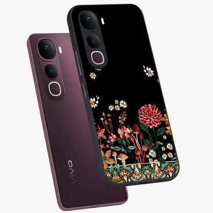 Midnight Bloom Pattern Glass Case displayed in angled mockup highlighting elegant flower design with midnight aesthetic style.