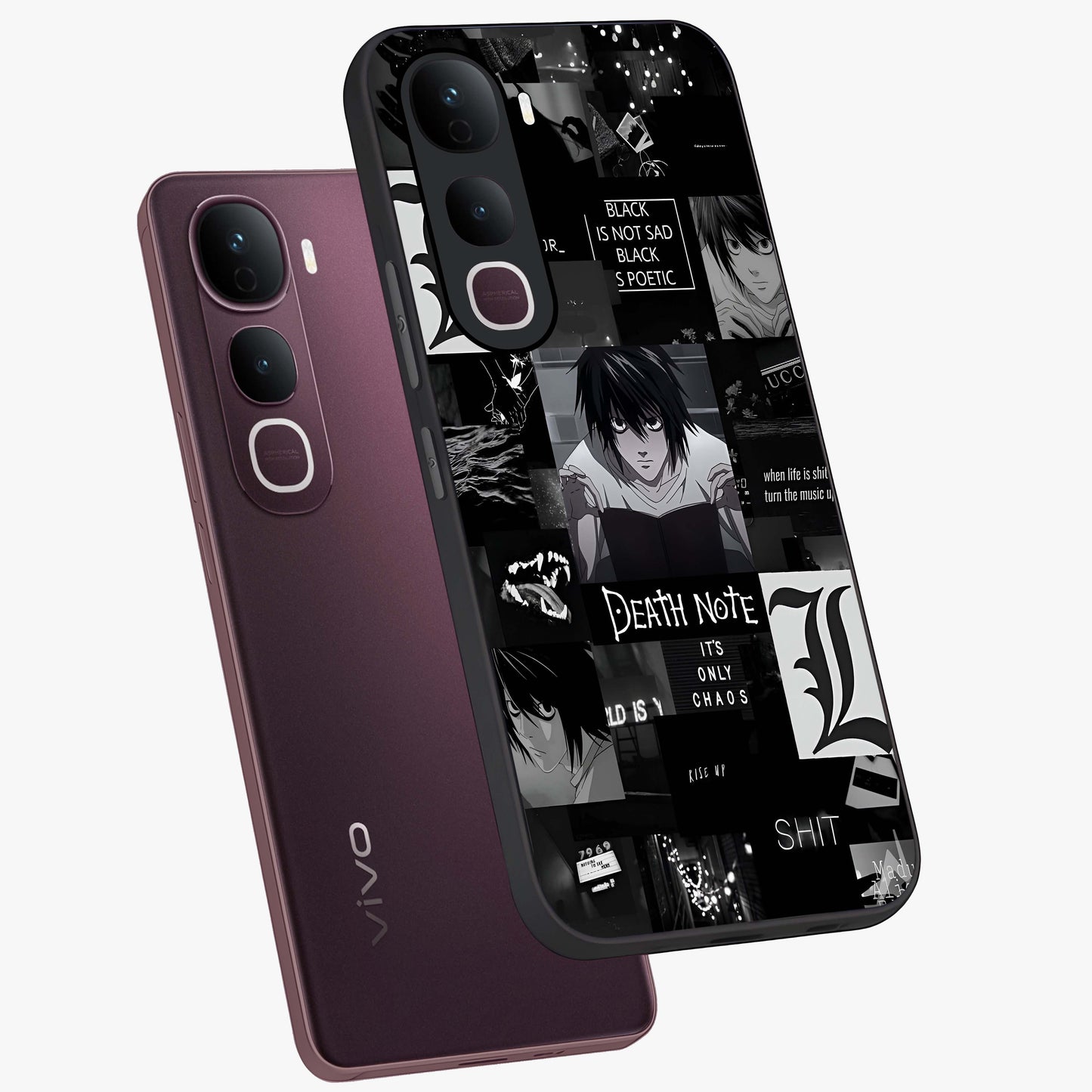 Midnight Chaos Mind Glass Case displayed in angled mockup highlighting chaotic artistic design with dramatic midnight aesthetic.