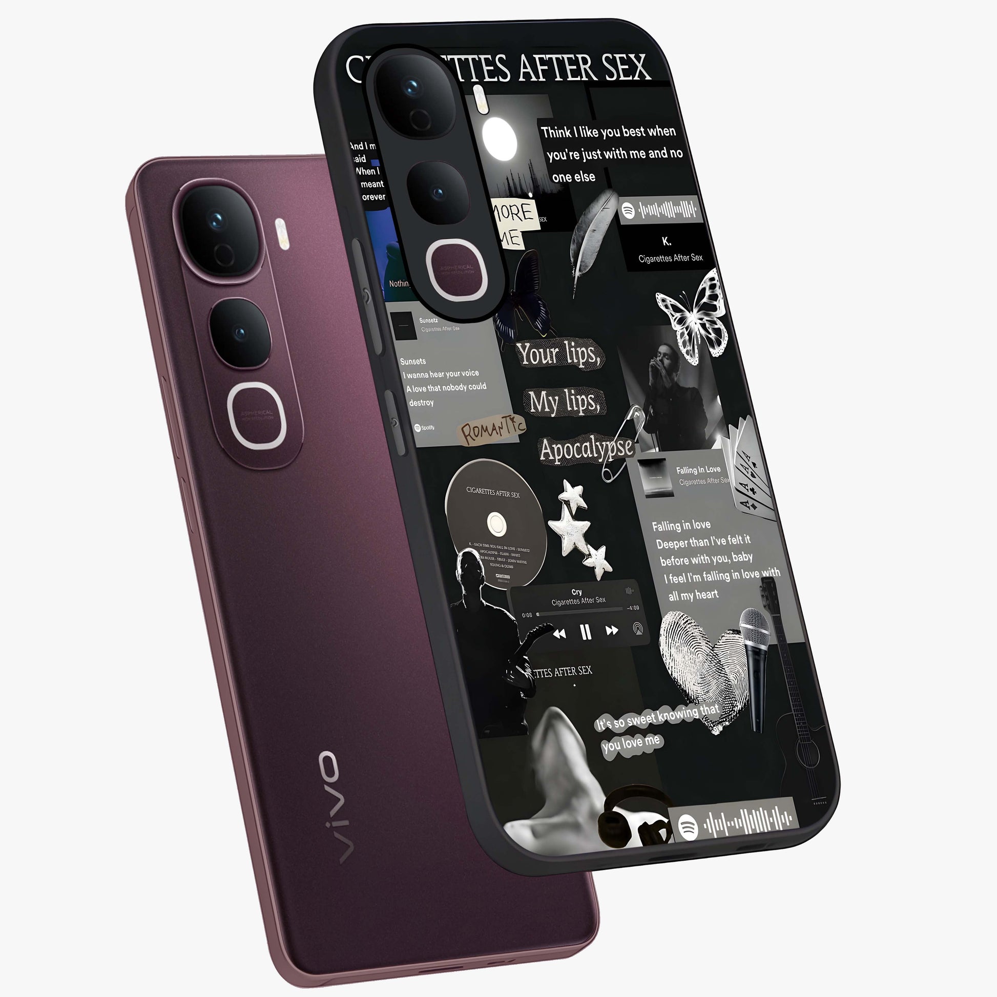 Midnight Love Echo Glass Case displayed in angled mockup highlighting elegant love inspired design with deep aesthetic style.