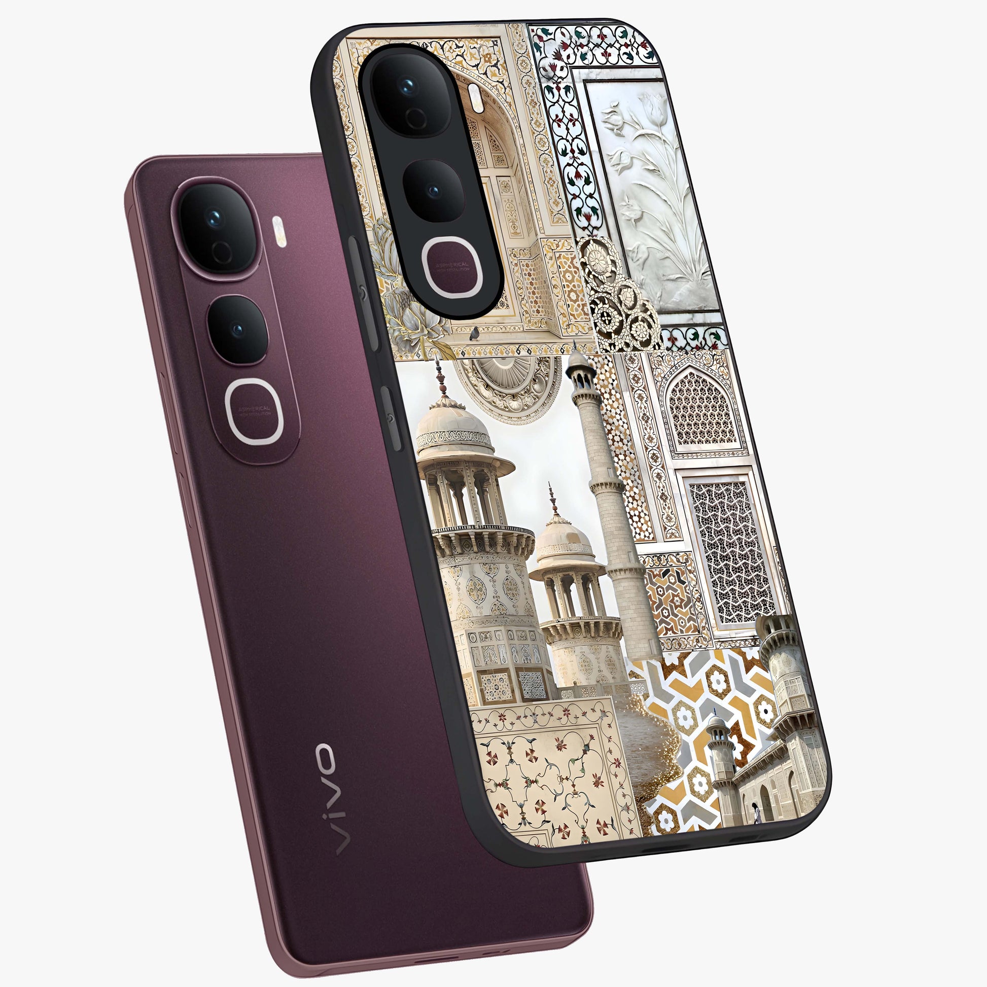 Mughal Marble Legacy Glass Case displayed in angled mockup highlighting elegant heritage marble artwork with royal aesthetic.