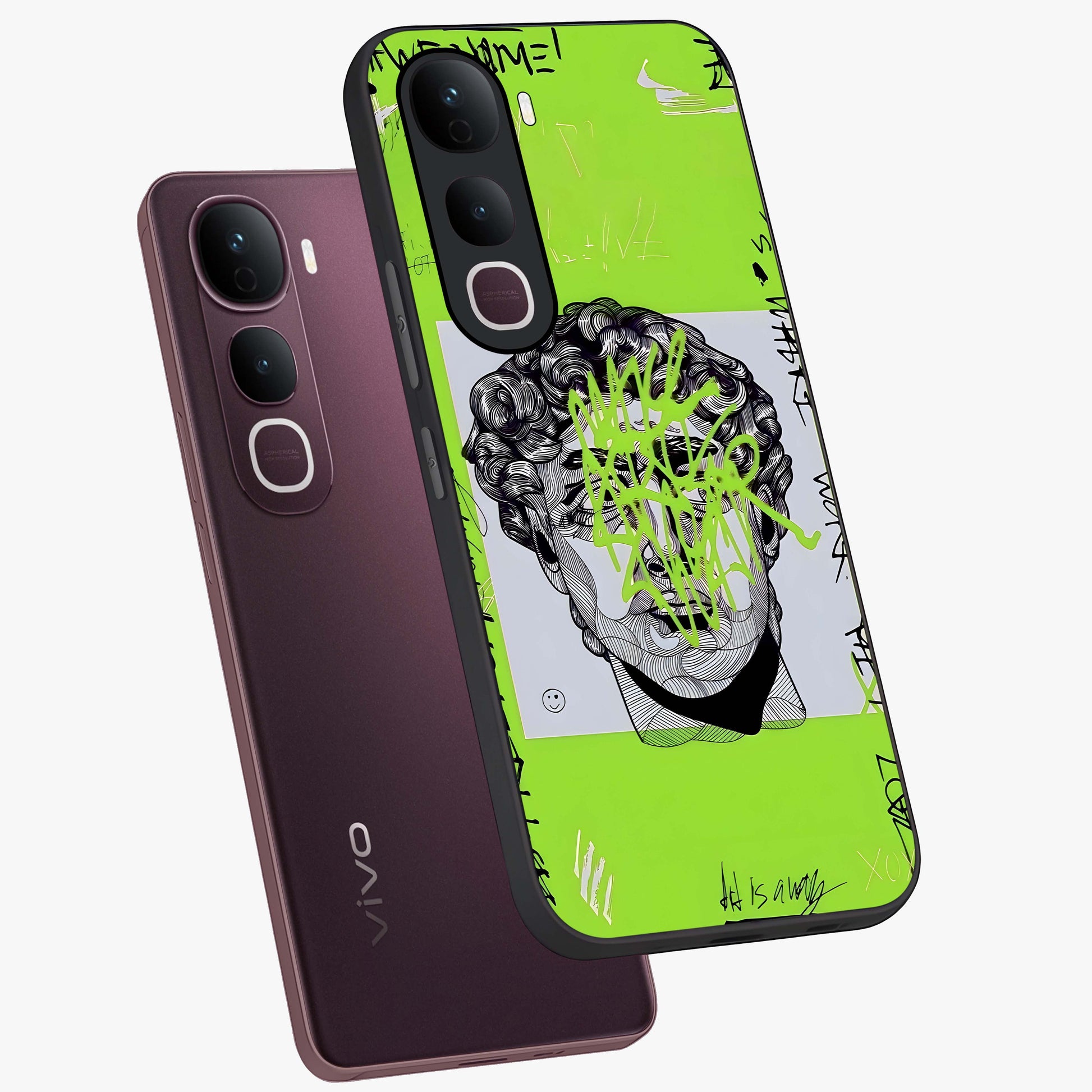Neo Graffiti Rebellion Glass Case displayed in angled mockup highlighting urban street art design with rebellious aesthetic.