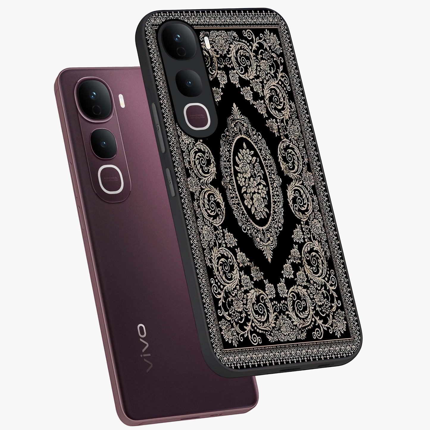 Noir Bloom Elegance Glass Case displayed in angled mockup highlighting refined flower design with stylish noir aesthetic.
