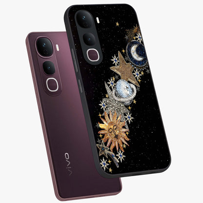Pearls Universe Object Glass Case displayed in angled mockup highlighting celestial pearl design with dreamy aesthetic.