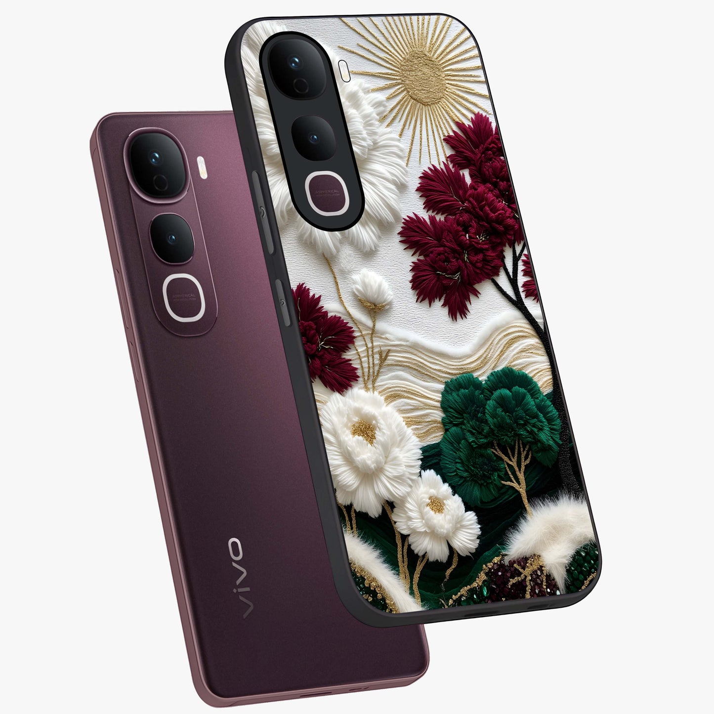 Radiant Bloom Elegance Glass Case displayed in angled mockup highlighting graceful floral design with radiant aesthetic style.
