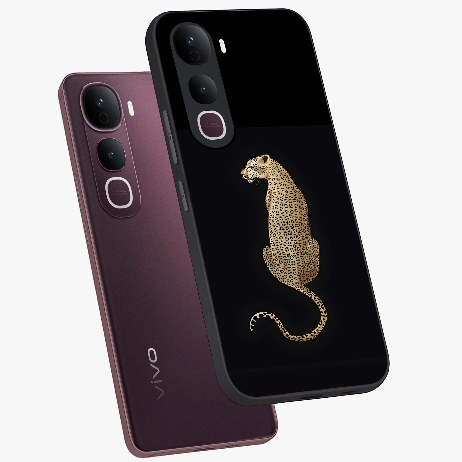 Regal Leopard Glass Case displayed in angled mockup highlighting powerful animal illustration with stylish wild aesthetic.