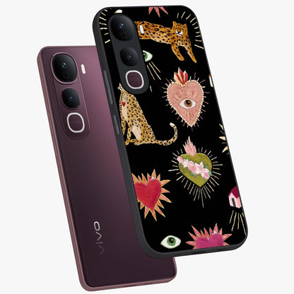 Sacred Jungle Heart Glass Case displayed in angled mockup highlighting lush tropical design with natural aesthetic style.