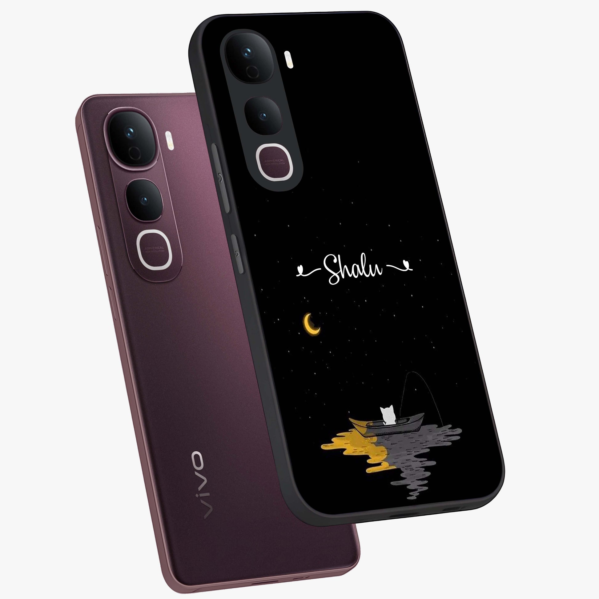 Silent Night Row Glass Case displayed in angled mockup highlighting peaceful evening design with dreamy night aesthetic.
