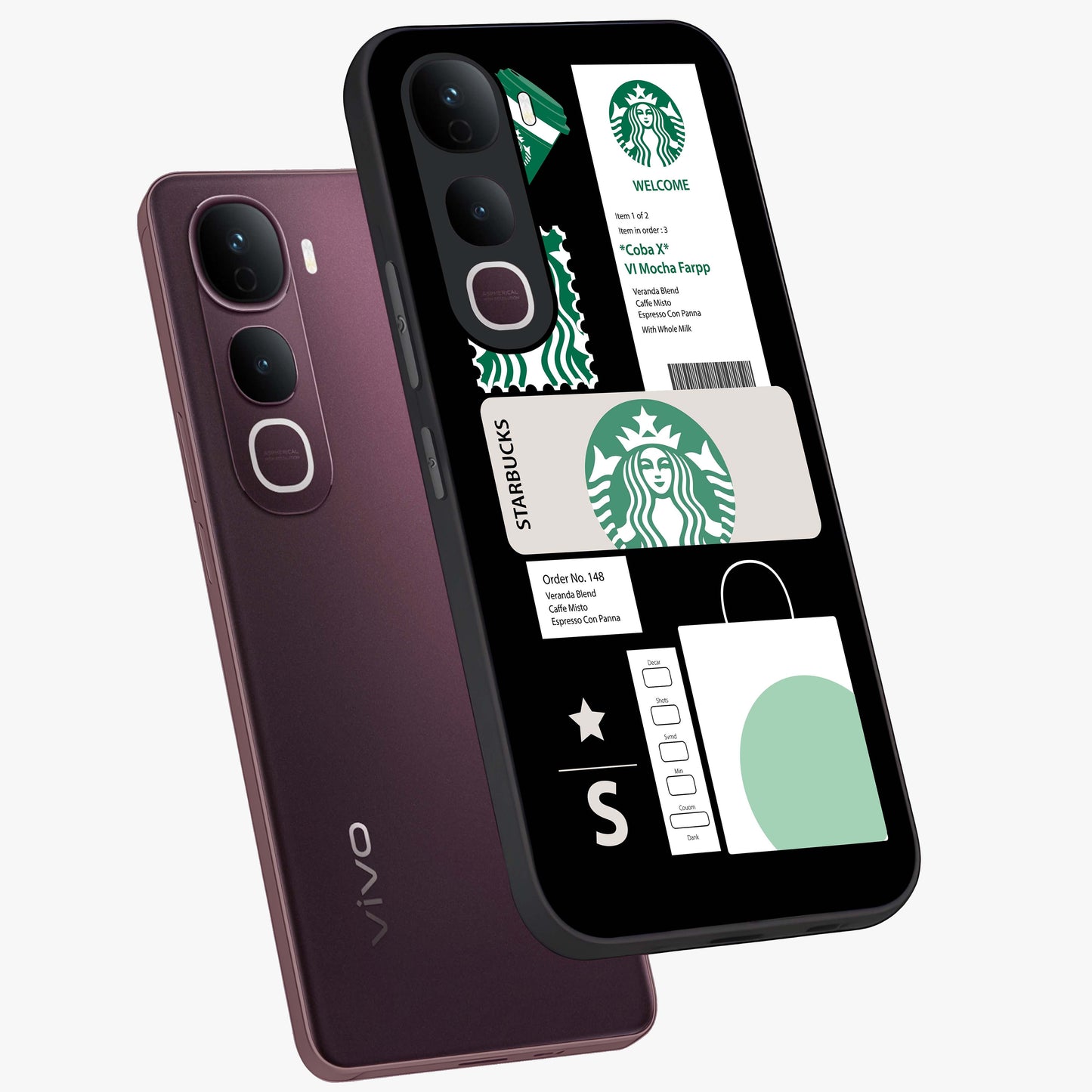 Starbucks Mocha Glass Case displayed in angled mockup highlighting stylish mocha themed design with cozy café aesthetic.