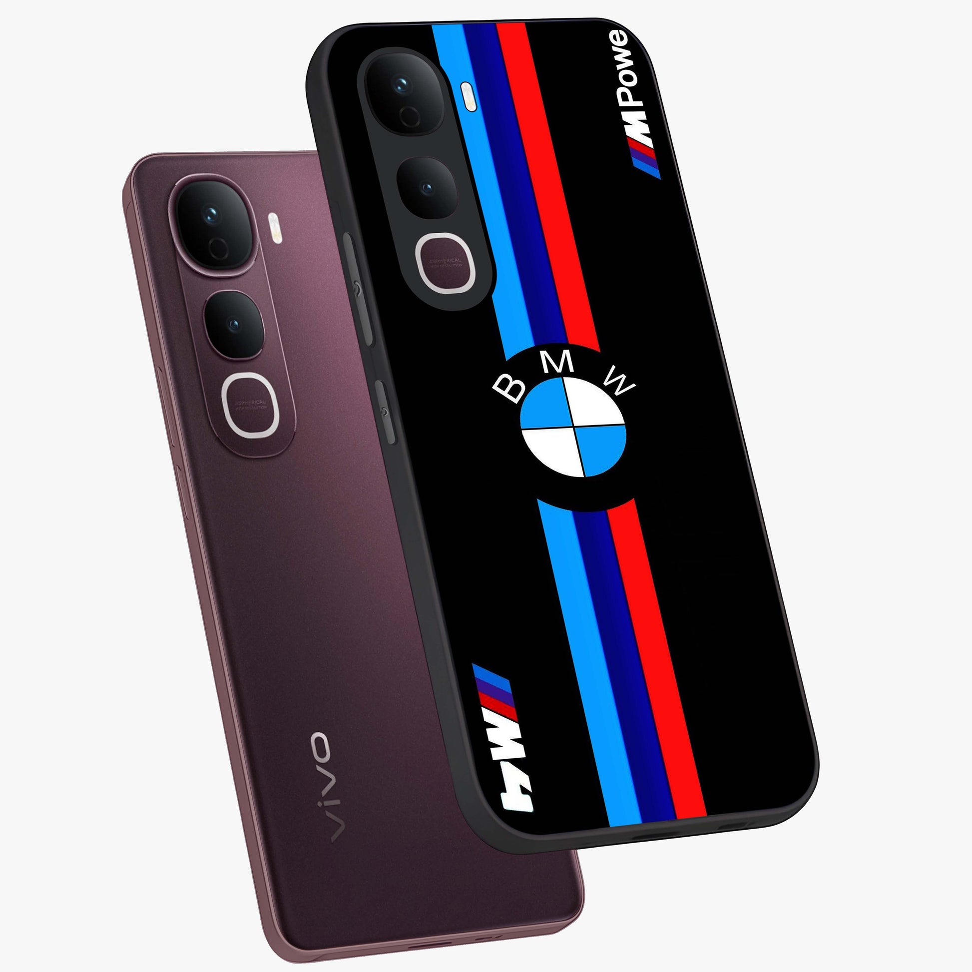 Turbo BMW Beast Glass Case displayed in angled mockup highlighting sleek racing car design with bold automotive aesthetic.