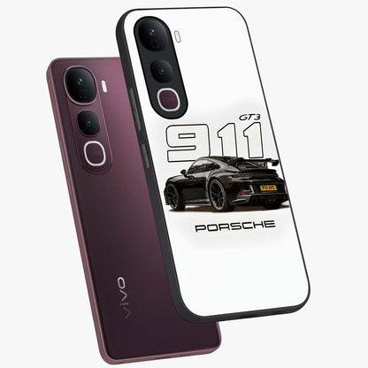 Turbo Legacy Icon Glass Case displayed in angled mockup highlighting dynamic automotive design with performance aesthetic.