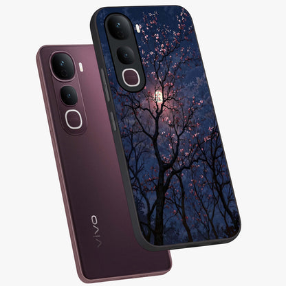 Twilight Sakura Serenade Glass Case displayed in angled mockup highlighting delicate sakura flower design with dreamy aesthetic.