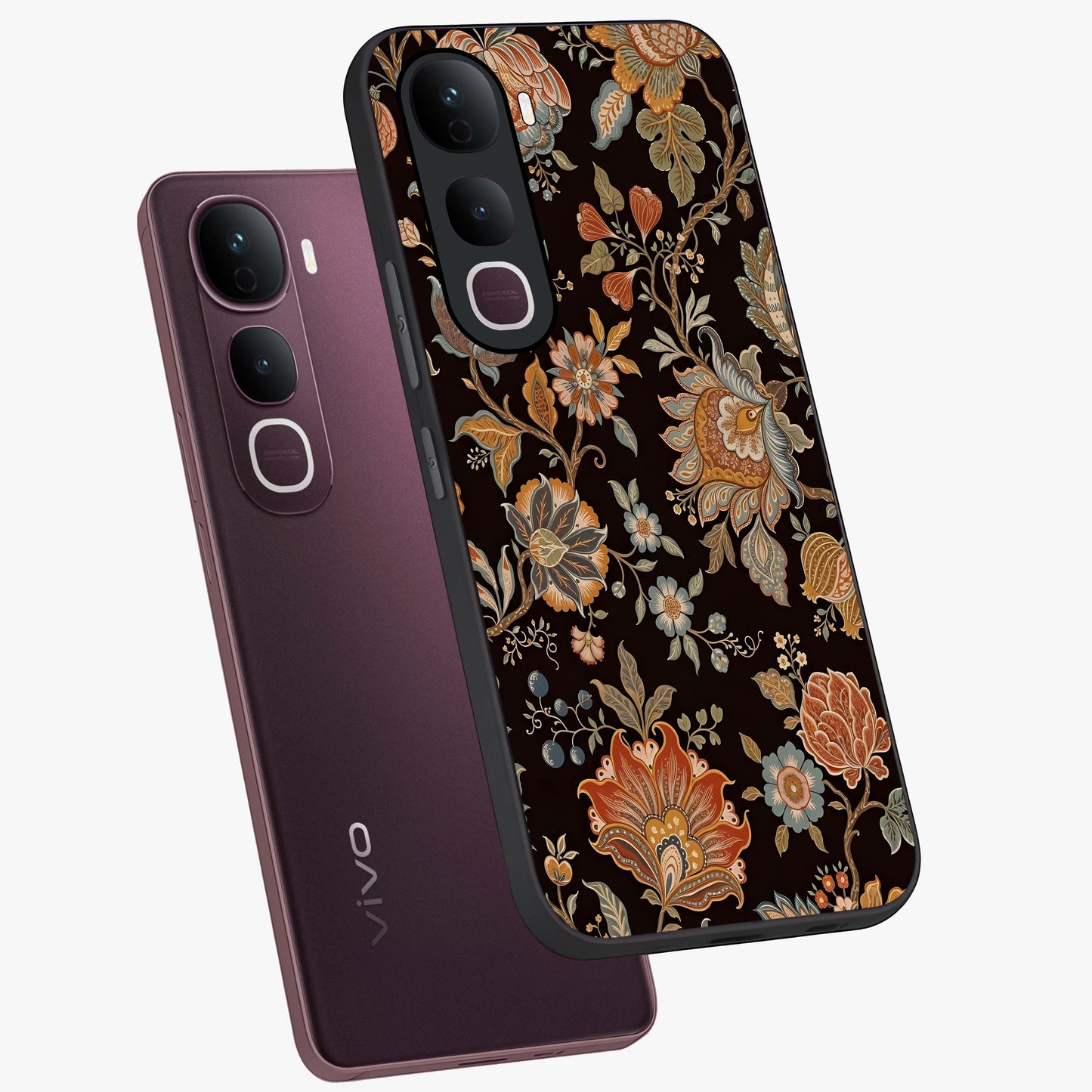 Vintage Floral Dream Glass Case displayed in angled mockup highlighting elegant vintage flower design with soft aesthetic style.