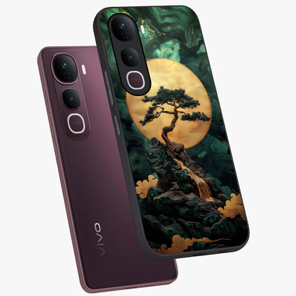 Zen Moon Rise Glass Case displayed in angled mockup highlighting peaceful lunar design with zen aesthetic style.