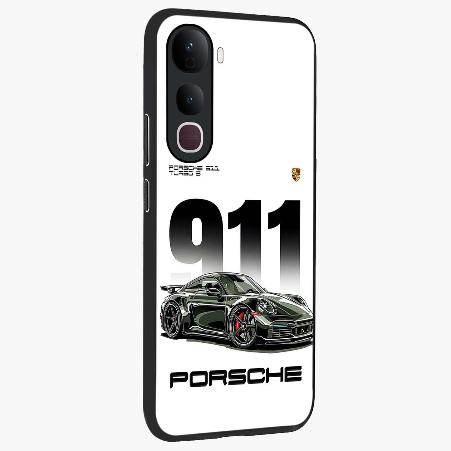 911 Turbo Dominance Glass Case upright perspective showcasing powerful racing design and modern automotive aesthetic.