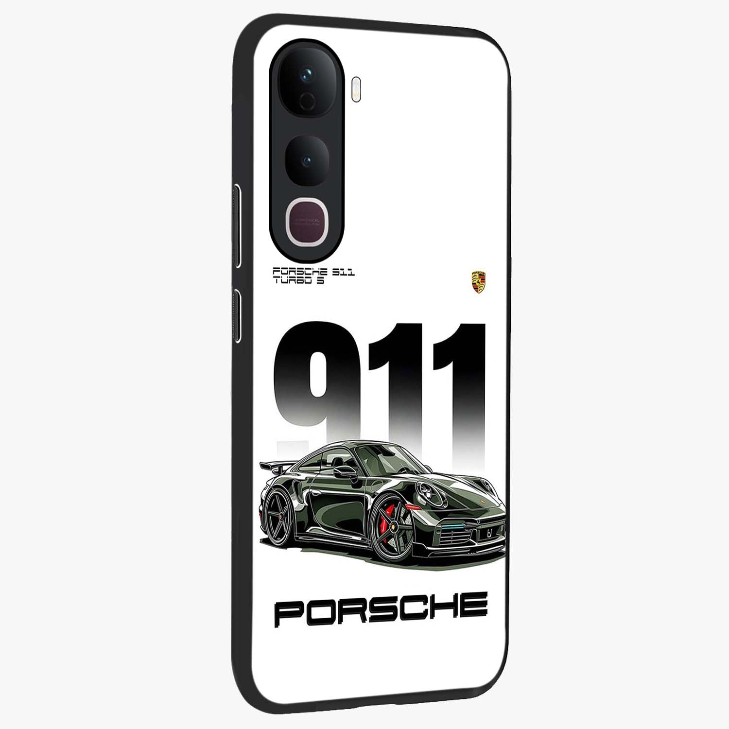 911 Turbo Dominance Glass Case upright perspective showcasing powerful racing design and modern automotive aesthetic.