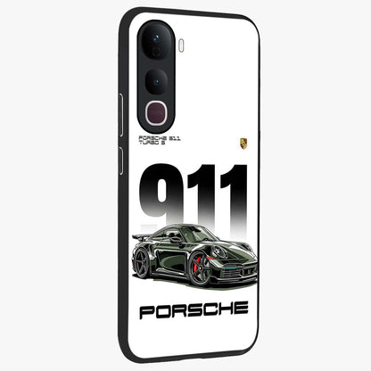 911 Turbo Dominance Glass Case upright perspective showcasing powerful racing design and modern automotive aesthetic.