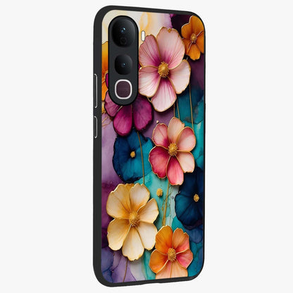 Artlyn Grace Flower Pattern Glass Case upright view showcasing graceful floral artwork with aesthetic botanical style.