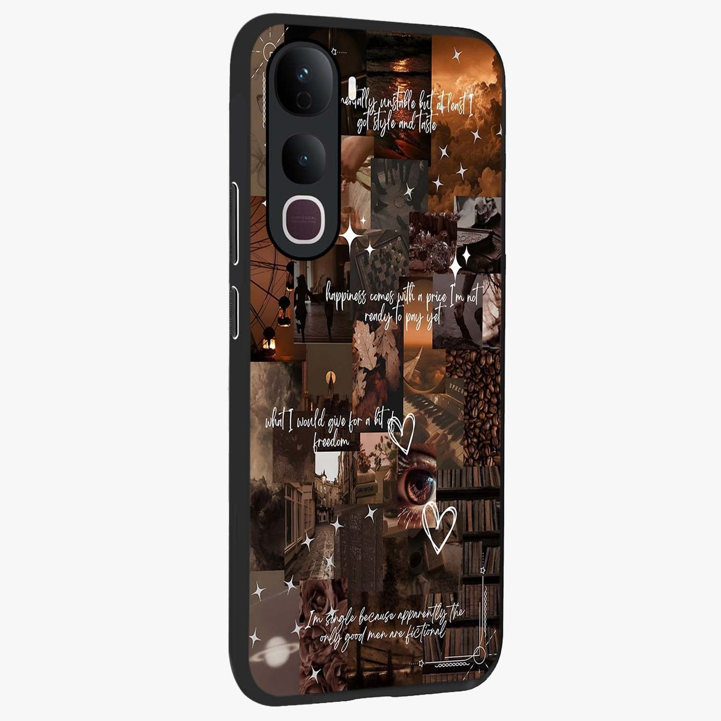 Bittersweet Aesthetic Chaos Glass Case upright view showcasing bold artistic chaos design with modern aesthetic style.