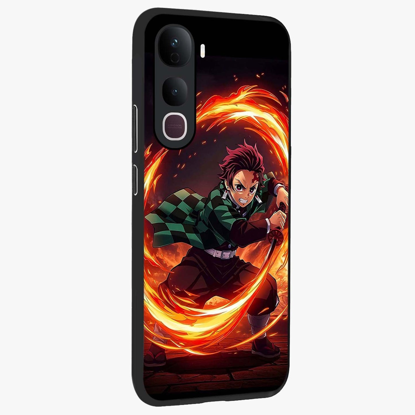 Blazing Sword Resolve Glass Case upright view showcasing dramatic warrior inspired artwork with intense visual style.