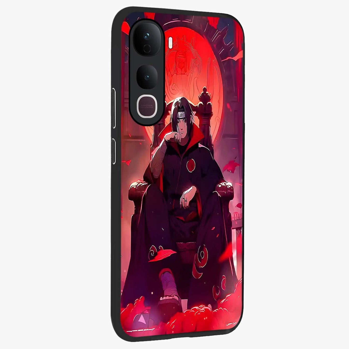 Blood Moon Sovereign Glass Case upright view showcasing powerful moon inspired artwork with cosmic aesthetic style.