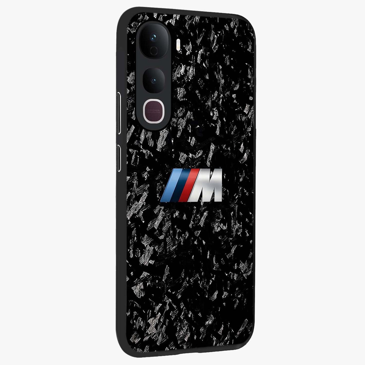Carbon Speed Mark Glass Case upright view showcasing modern carbon speed graphic with bold automotive theme.