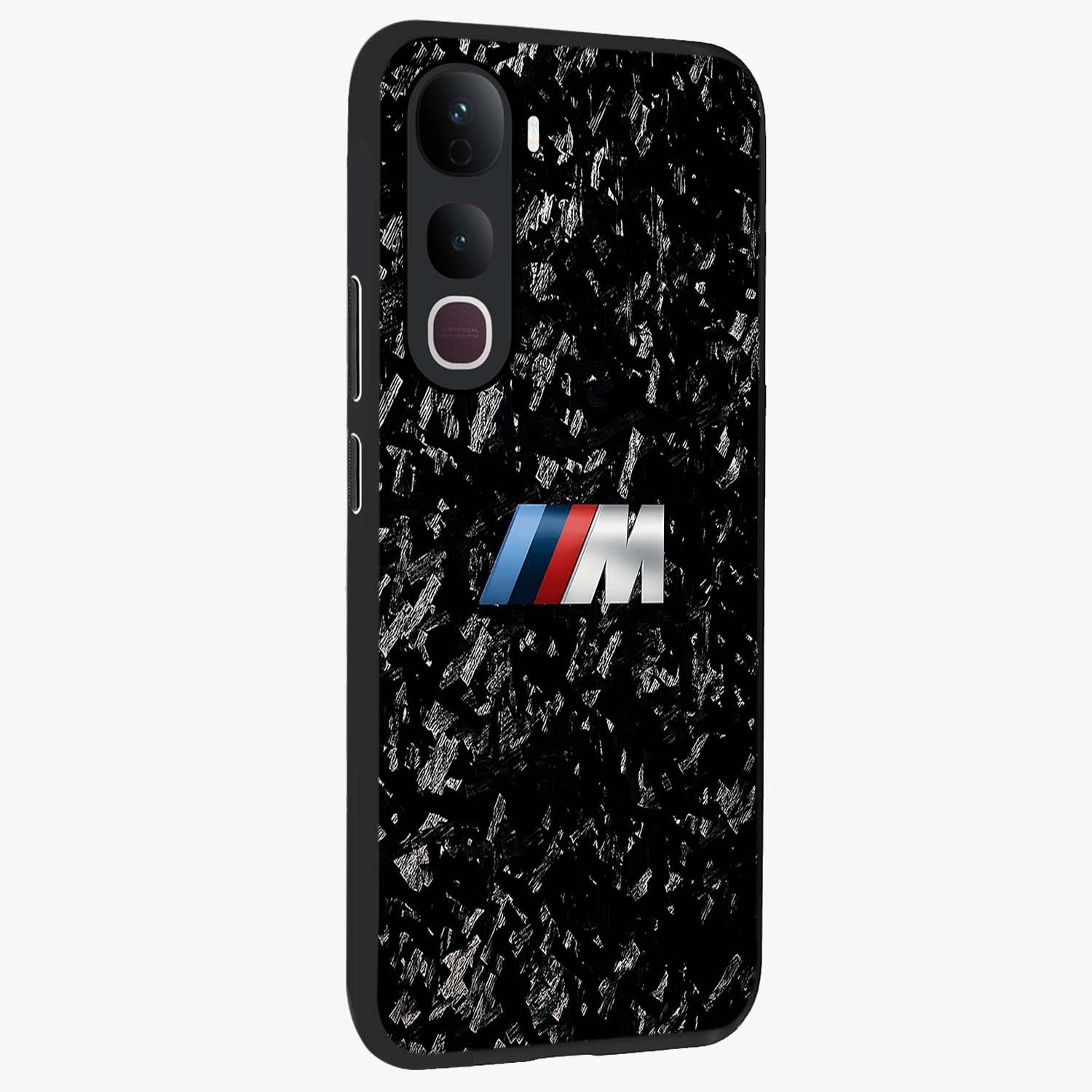 Carbon Speed Mark Glass Case upright view showcasing modern carbon speed graphic with bold automotive theme.